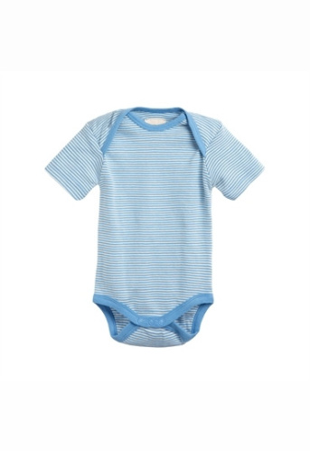 Baby Body ¼ Arm, Baumwolle - natur/blau