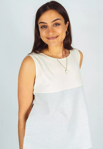 Haut « Tamina » (lin) - beige/gris