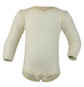 Baby-Body, Langarm, Wolle - natur