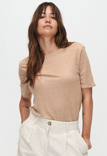 Kuyichi Leinen-Tee "Olivia" - beige