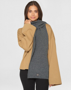 Rib Knit Wool Scarf (Wolle) - dunkelgrau