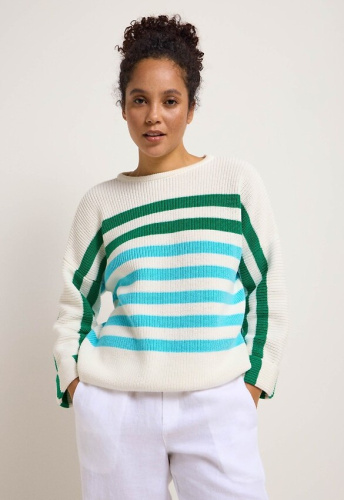 Lanius "Streifenpullover" - off white/green/aqua