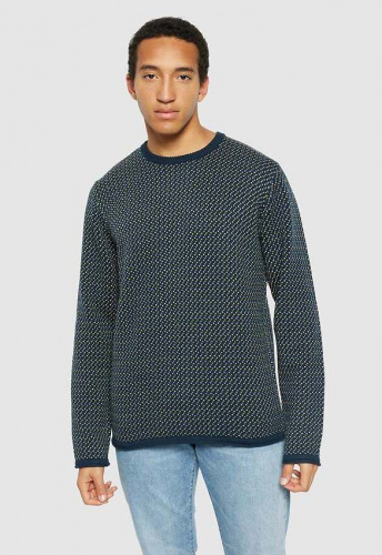 Jacquard-Strickpullover - blau