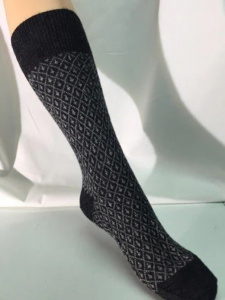 Wool Jaquard Socks - black/grey