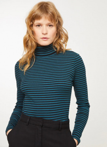 Geripptes Rollkragen-Longsleeve "Liatris Stripes" - lake blue