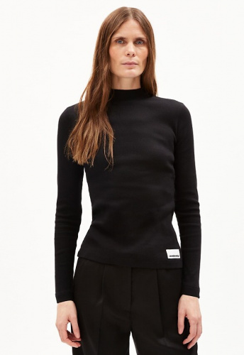 Ripp-Longsleeve "Fatimaara" - schwarz