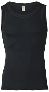 Herren Achselshirt Wolle/Seide - schwarz