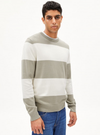 Knit Swseater "Loukaa Stripes" - seagreen/light oatmil