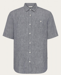 Kurzarm-Leinenhemd - vintage indigo
