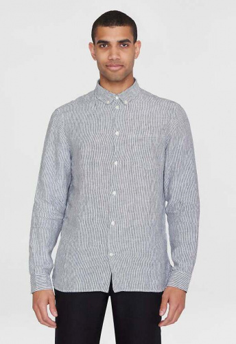 Gestreiftes Leinenhemd - total eclipse