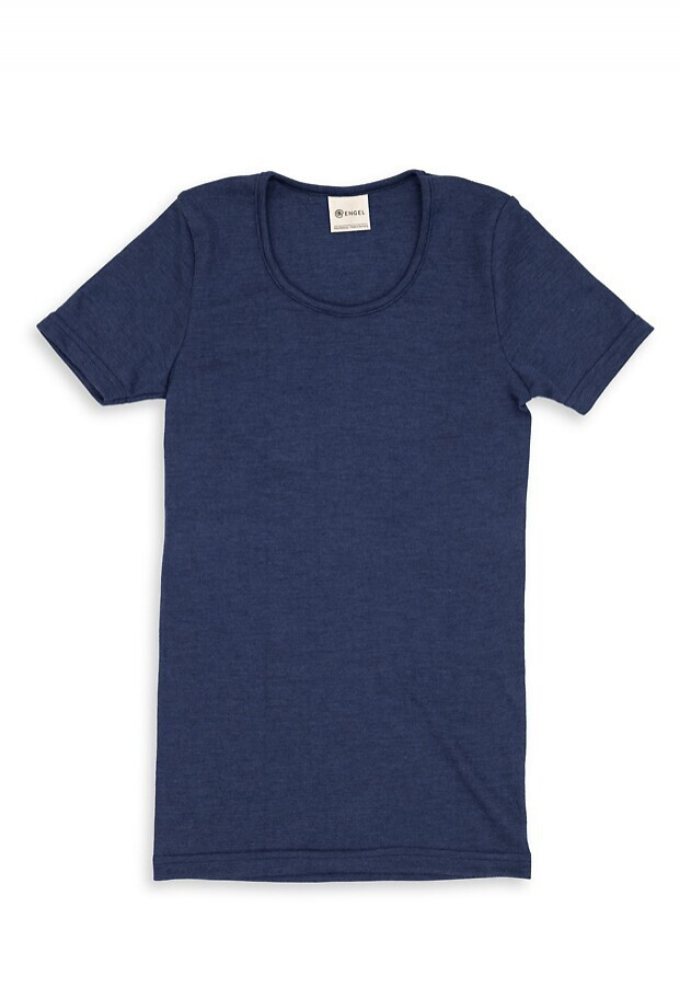 Damen Unterhemd kz. Arm, Wolle/Seide - marine