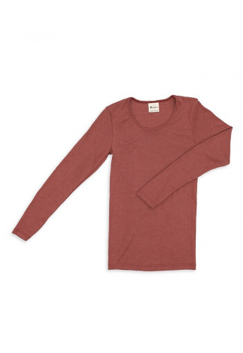 Damen-Unterhemd, lange Arme, aus Wolle/Seide - kupfer