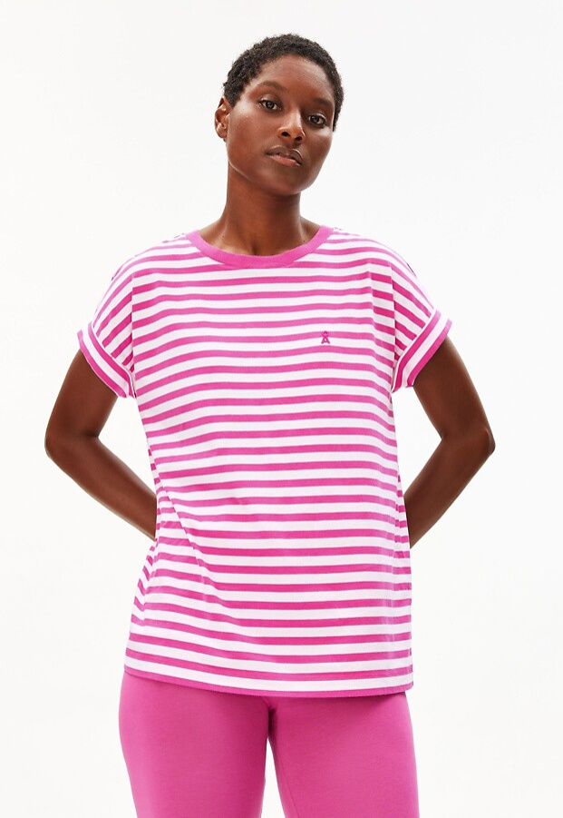 T-Shirt "Idaara Stripes" - white/very berry