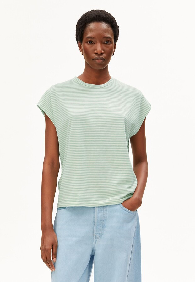 Slub Jersey Stripe T-Shirt - oatmilk/foam