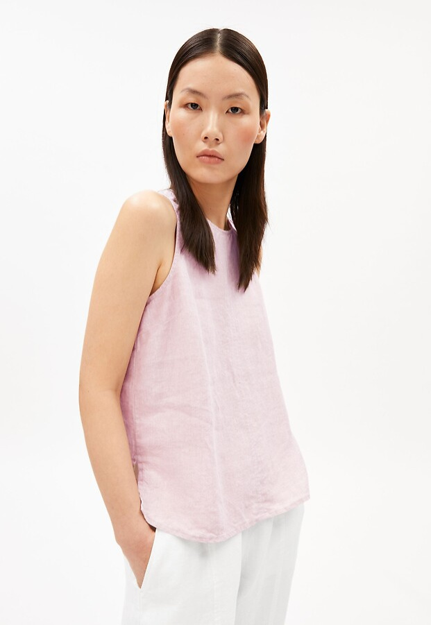 Leinen Blusen-Top - pink mist