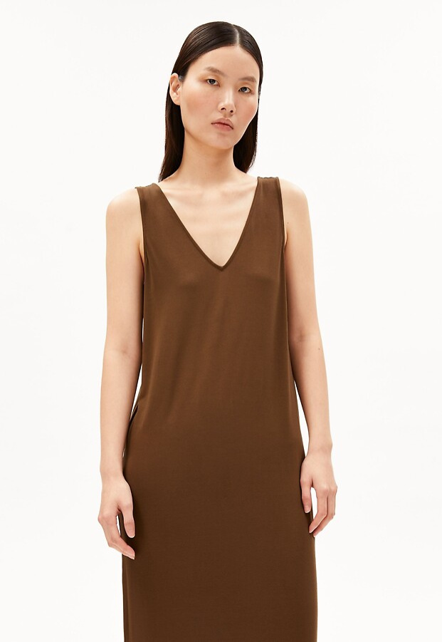 Sleeveless Jersey Midi Dress - dried palm