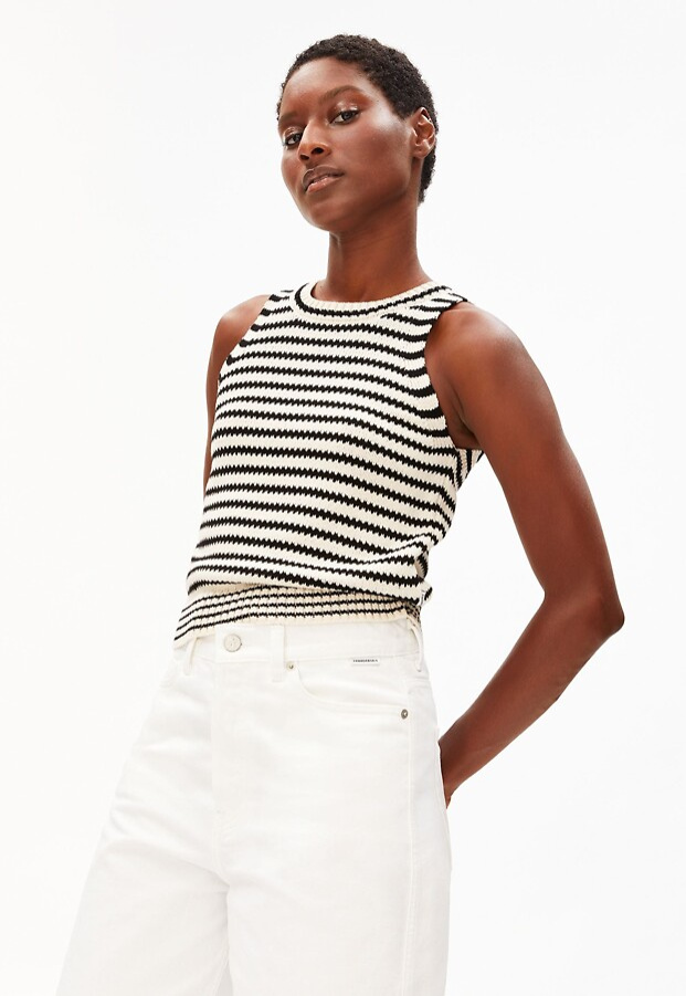 Gestreiftes Strick-Top - black/white