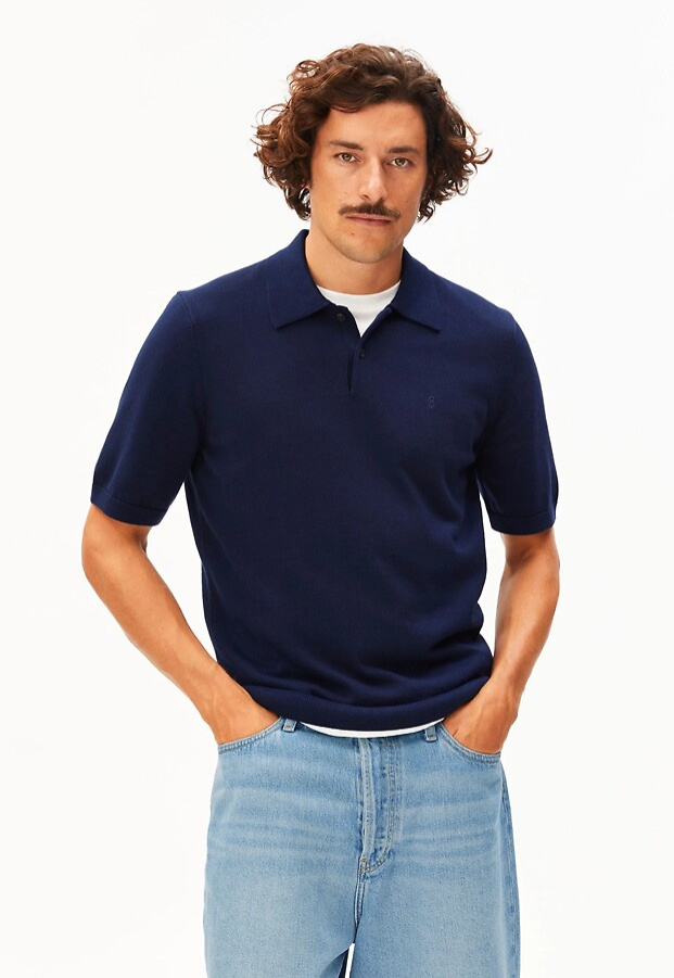 Kurzarm Strick-Polohemd - tinted navy