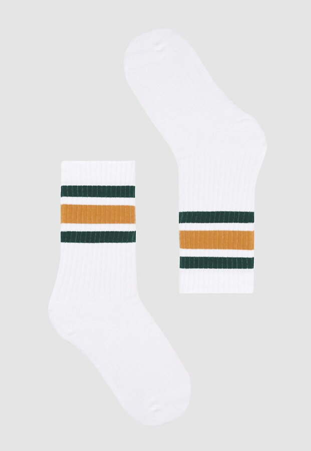 Socken "Bergenia Stripes" - white