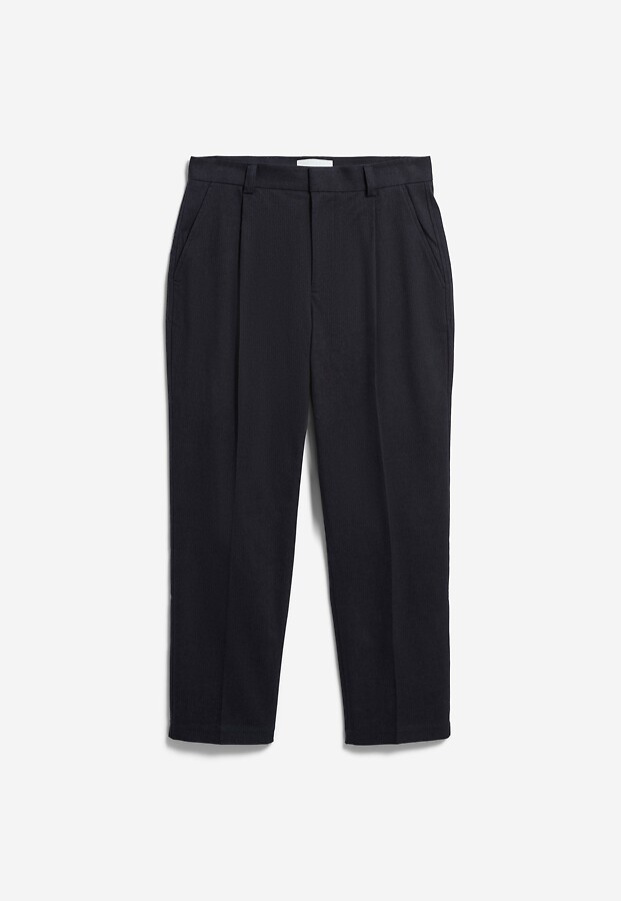 Strukturierte Bundfaltenhose "Taamir" - schwarz