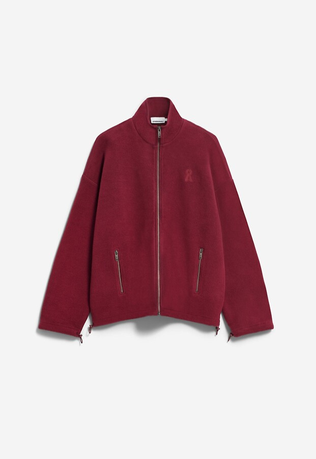 Baumwoll-Fleecejacke - velvet red