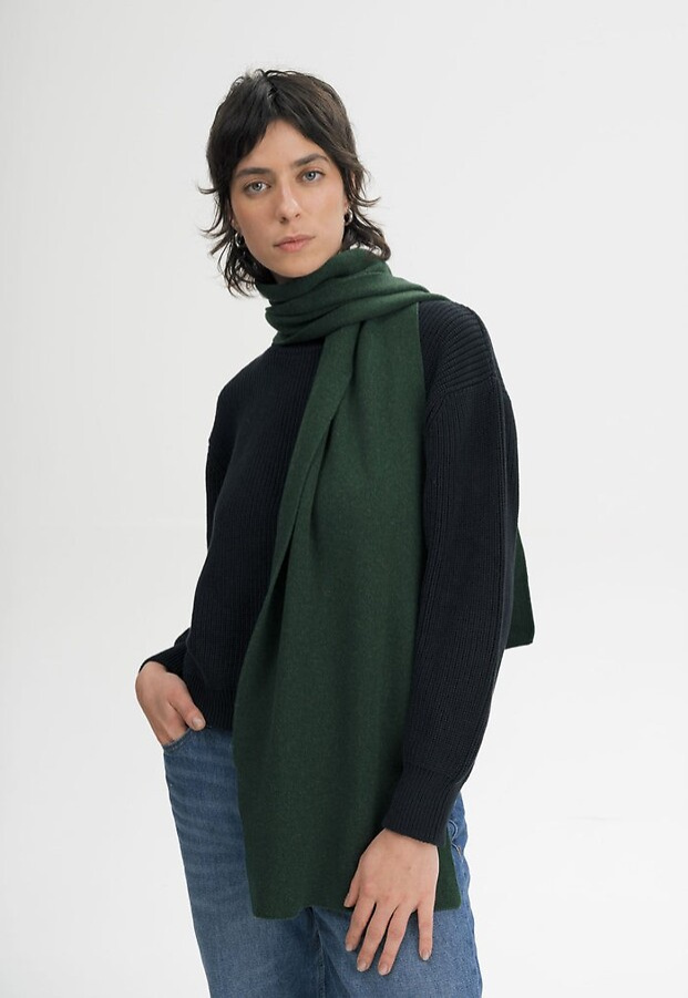 Jacquard Strick Schal "Asmee" - deep forest melange