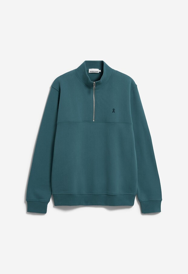 Troyer-Sweatshirt "Waarlo Fleece" - petrol velvet