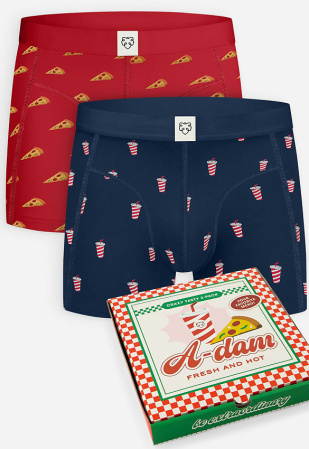 Boxer-Brief 2er-Pack "Pizza Delivery" - rot/navy