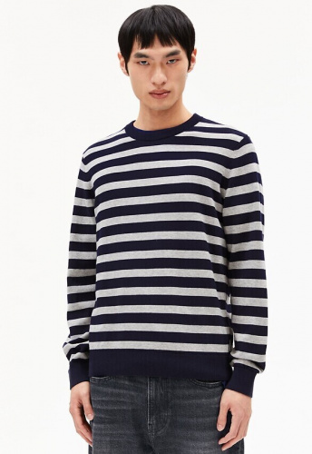Feinstrickpullover "Loukaa Fine Stripes" - night sky/silver mela