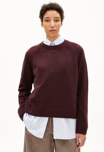 Wollstrick-Pullover "Liliriaa" - dark cranberry