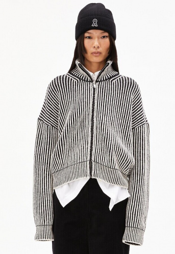 Wollstrick-Jacke "Medeaa Vanise" - black/oatmilk