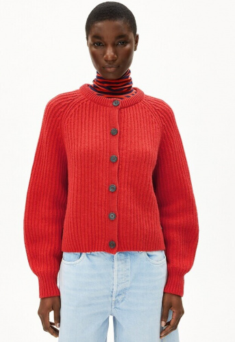 Wollstrick-Cardigan "Selmaa" - candy apple