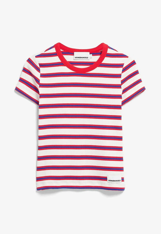 Ripp T-Shirt "Kardaa Stripes" - undyed/red/blue