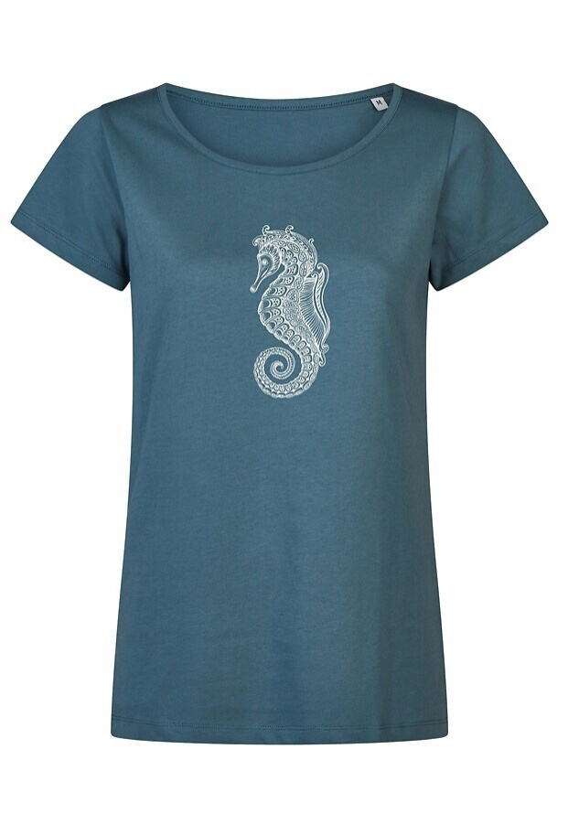 Ladies T-Shirt "Seepferdchen" - graugrün