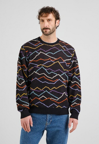 Strickpullover "Mora Line Mountains AOP" - black