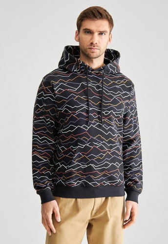 Hoodie "Falun Line Mountains AOP" - schwarz
