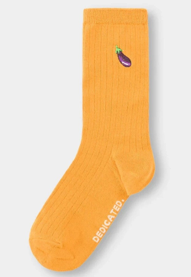Rib Socks "Knivsta Eggplant" - nugget orange