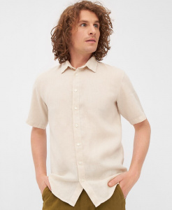 Givn Kurzarm-Leinen-Hemd "GBDylan" - beige
