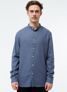 Givn Flanell-Stehkragen-Hemd "Wes" - yale blue