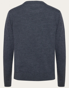 Merino-Feinstrick-Pullover - dunkelgrau meliert