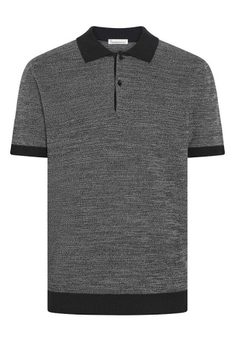 Strick-Polo - schwarz meliert