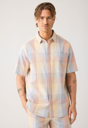 Seersucker Kurzarm-Hemd - multi check