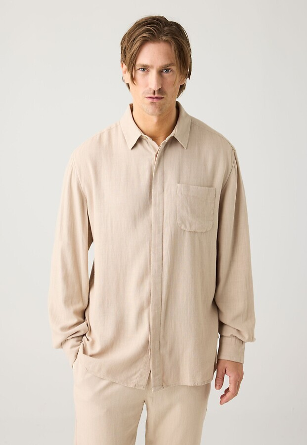 Leinen-Viskose-Hemd - beige