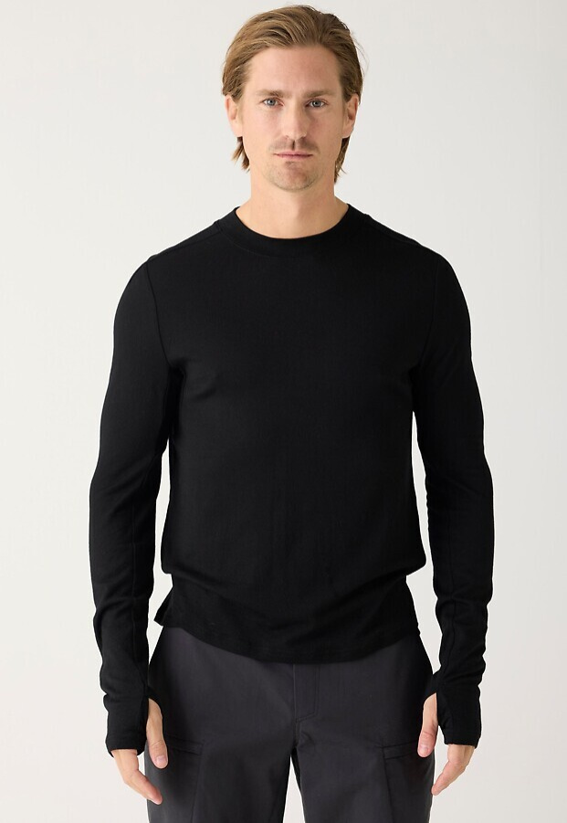 Herren Merino-Longsleeve - schwarz