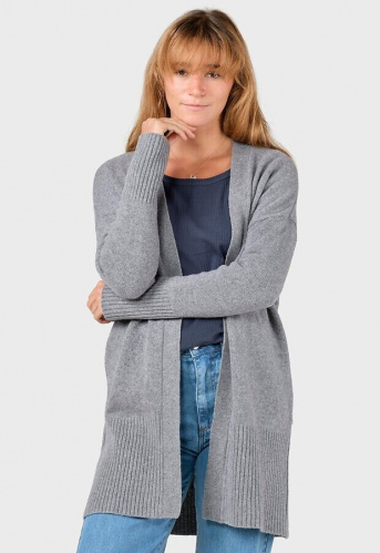 Wollstrick-Cardigan "Rosemarie" - light grey