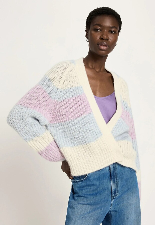 Lanius "Chunky Strickjacke" (Wolle/Alpaka) - multicolour stripe