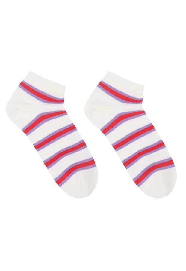Lanius "Sneaker Socken" - off white/lava red