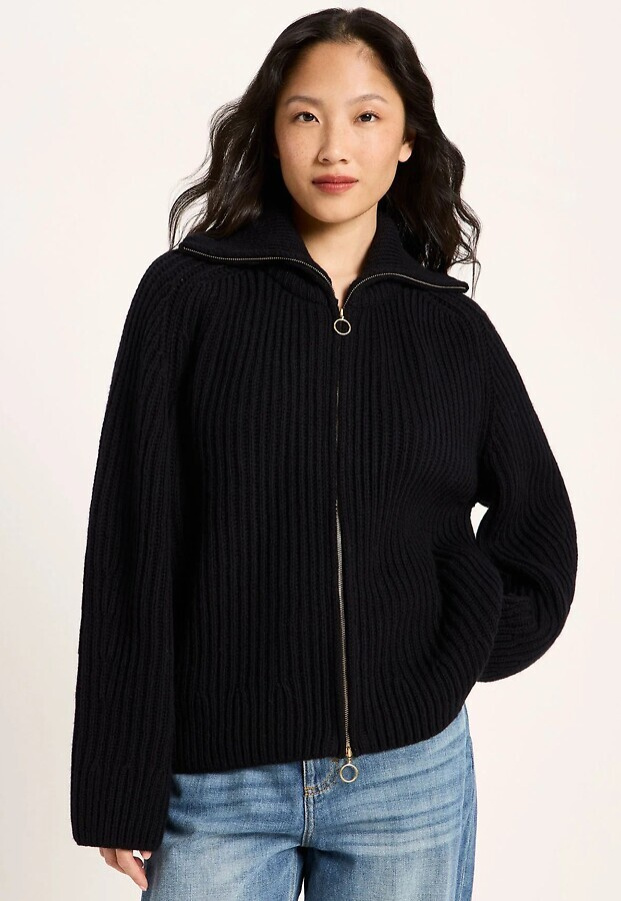 Lanius "Strickjacke in Rippoptik" (Wolle) - black