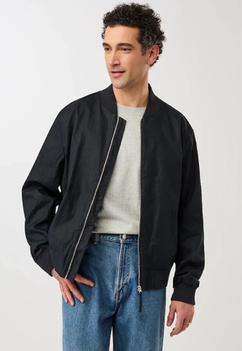 Bomberjacke aus beschichtetem Leinen - navy