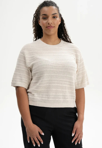 Strukturiertes Strick-T-Shirt "Arohi" - cream melange